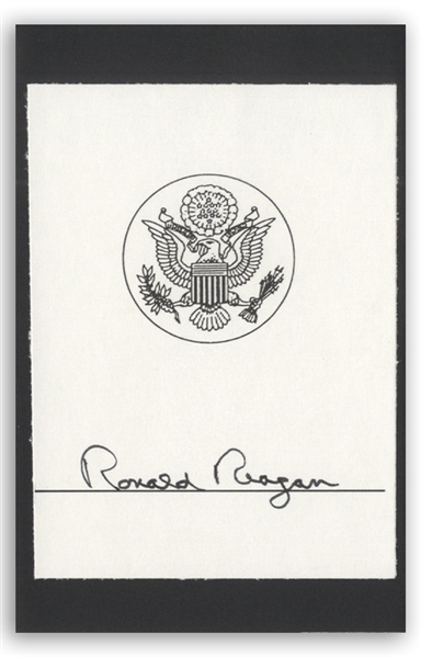 Ronald Reagan Signed Presidential Bookplate -- With JSA COA